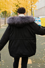 Load image into Gallery viewer, Sicilian men&#39;s Korean version of the trend of hooded fur collar padded jacket men&#39;s loose winter thick black padded jacket men
