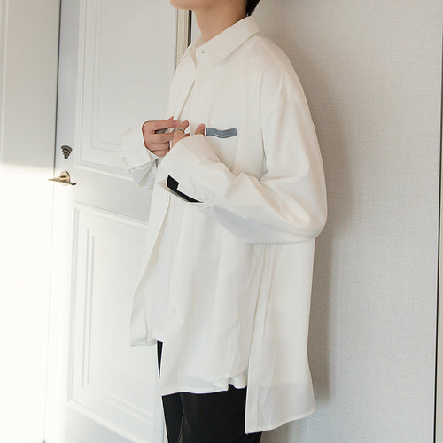 Sicilian men's spring long-sleeved white shirt men's Korean version of the trend of men's oversize white shirt jacket