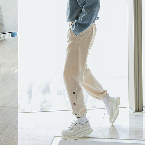 Sicilian men's winter new casual pants design sense of single-breasted leggings trend Korean youth trouser