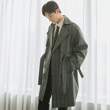 Load image into Gallery viewer, Sicilian men&#39;s autumn plaid jacket men&#39;s Korean version of the trend of loose men&#39;s British style over the knee mid-length windbreaker
