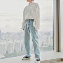 Load image into Gallery viewer, Sicilian men&#39;s casual pants men&#39;s Korean style trendy men&#39;s trousers loose straight light blue jeans
