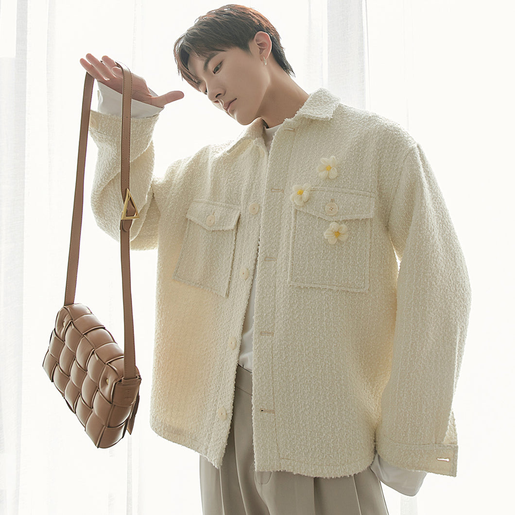 Sicilian men's autumn jacket male handsome ins trend wild loose casual flower decoration lapel jacket 4612019362355 4612019362354 4612019362353 4612019362352