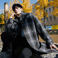 Load image into Gallery viewer, Sicilian men&#39;s mid-length plaid woolen coat Korean style trend men&#39;s loose woolen coat men
