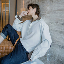 Load image into Gallery viewer, Sicilian men&#39;s autumn design sense fake two-piece long-sleeved t-shirt men&#39;s handsome white POLO shirt men&#39;s trend
