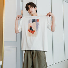 Load image into Gallery viewer, Sicilian men&#39;s summer Korean short-sleeved men&#39;s tide brand trend men&#39;s loose white five-point sleeve printed t-shirt
