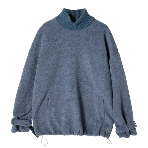 【Spot quick delivery】Korean version of the trend of men's autumn and winter tops loose velvet thickened turtleneck high-neck sweater men's trend