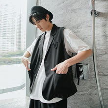 Load image into Gallery viewer, Sicilian men&#39;s summer thin sleeveless suit collar waistcoat vest men&#39;s loose waistcoat casual thin jacket
