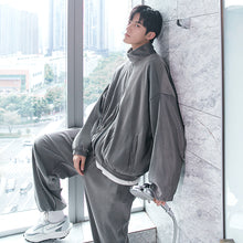 Load image into Gallery viewer, Sicilian men&#39;s velvet handsome fashion stand-up collar jacket loose sweatpants men&#39;s casual suit two-piece suit
