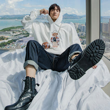 Load image into Gallery viewer, Sicilian men&#39;s clothing send shoulder bag autumn men&#39;s Korean style shirt loose embroidery bear hooded sweater men trend
