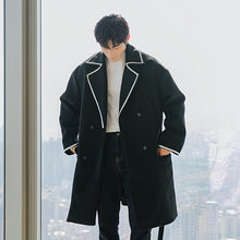 Load image into Gallery viewer, Sicilian men&#39;s black mid-length woolen coat loose Korean style trendy handsome men&#39;s versatile coat
