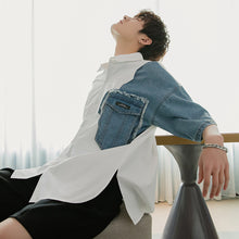 Load image into Gallery viewer, Sicilian men&#39;s summer white design short-sleeved shirt male Korean version of the trend of loose men&#39;s high-end shirt
