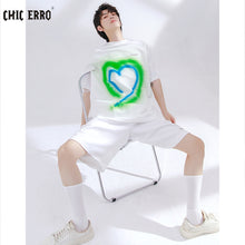 Load image into Gallery viewer, Sicilian men&#39;s wear 2021 new summer waffle love print short-sleeved T-shirt handsome men&#39;s casual suit
