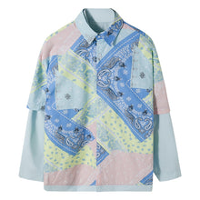 Load image into Gallery viewer, Sicilian men&#39;s spring style double-sided fake two-piece shirts men&#39;s design sense niche loose stitching flower shirt jacket

