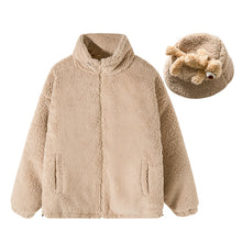 Load image into Gallery viewer, Sicilian men&#39;s winter new lamb wool coat with hood cute bear Korean trend loose casual jacket
