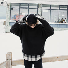 Load image into Gallery viewer, Sicilian men&#39;s men&#39;s bottoming shirt plaid stitching fake two-piece turtleneck sweater men&#39;s handsome trend
