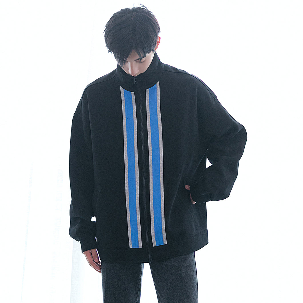 Sicilian men's handsome stand-up collar color-blocking sweater Korean style trendy loose male Hong Kong style Japanese all-match jacket 4465938132799 4465938132803 4465938132805
