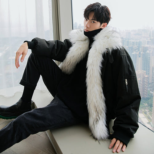 Sicilian men's winter new fur collar cotton coat Korean version of the trend loose handsome thickening young men's jacket 4671515567738