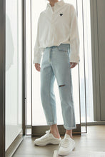 Load image into Gallery viewer, Sicilian Men&#39;s Spring Light Color Men&#39;s Casual Pants Men&#39;s Korean Style Loose Straight Hole Light Blue Jeans
