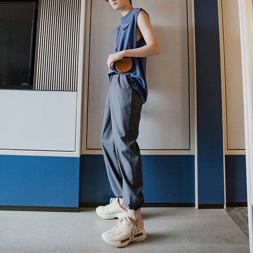 Sicilian men's casual pants men's Korean version of the trend of loose straight men's wide-leg drawstring trousers