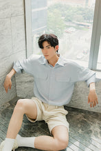 Load image into Gallery viewer, Sicilian men&#39;s summer thin three-quarter sleeve shirt men&#39;s Korean style trendy handsome loose men&#39;s short-sleeved shirt
