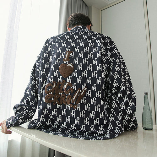 Sicilian men's assembly bag flocking jacket letter printing jacket jacket men's tide autumn Korean version