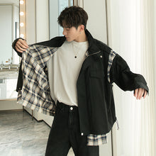 Load image into Gallery viewer, Sicilian men&#39;s plaid stitching fake two-piece jacket male Korean version of the trend of loose men&#39;s spring and autumn jackets
