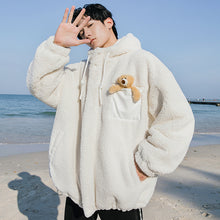 Load image into Gallery viewer, Sicilian men&#39;s winter new warm hooded jacket design sense bear doll particle velvet padded coat for men
