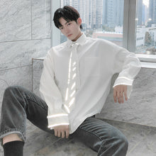 Load image into Gallery viewer, Sicilian men&#39;s shirt tie cuffs reflective handsome loose fashion shirt male Korean trend
