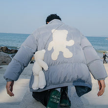 Load image into Gallery viewer, Sicilian men&#39;s winter new stand-up collar cotton-padded jacket design sense cute flocking bear padded bread jacket men
