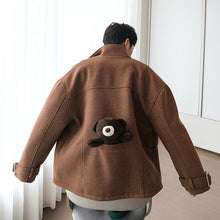 Load image into Gallery viewer, Sicilian Men&#39;s Youth Pure Color Short Woolen Back Bear Loose Casual Men&#39;s Jacket
