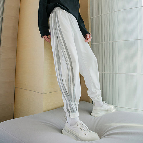 Sicilian men's spring new youth beam pants striped stitching casual pants trend loose wild trousers