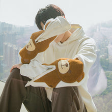 Load image into Gallery viewer, Sicilian men&#39;s lazy style long-sleeved loose design flocking cute zipper bear student white hooded sweater

