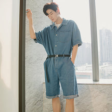 Load image into Gallery viewer, Sicilian men&#39;s summer thin section casual five-point pants male Korean men&#39;s denim jumpsuit loose shorts
