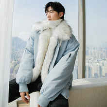 Load image into Gallery viewer, Sicilian men&#39;s and men&#39;s winter new coats are warm and loose Korean style trendy youth fur collar handsome cotton coat
