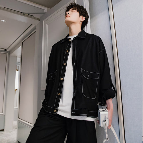 Sicily Men's 2020 New Spring Men's Thin Jacket Men's Korean Style Trend Loose Topline Black Jacket