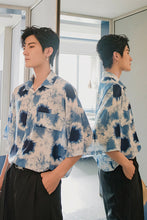 Load image into Gallery viewer, Sicilian men&#39;s summer tie-dye short-sleeved shirt male Korean style trendy handsome loose men&#39;s five-point sleeve shirt
