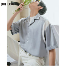 Load image into Gallery viewer, Sicilian men&#39;s color contrast stitching shirt men&#39;s short-sleeved summer thin loose men&#39;s casual jacket can be worn outside

