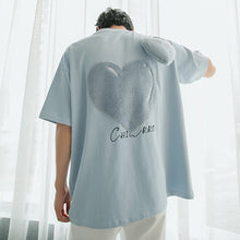 Load image into Gallery viewer, Sicilian men&#39;s loose short-sleeved t-shirt men&#39;s 2021 new ins tide brand love flocking round neck t-shirt
