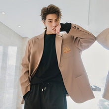 Load image into Gallery viewer, Sicilian men&#39;s autumn college style small suit jacket male Korean version of the trend black embroidery men&#39;s casual suit
