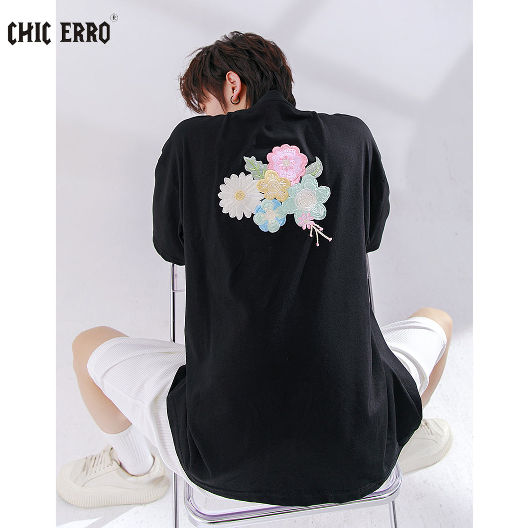 Sicilian men's 2021 new flower embroidery short-sleeved T-shirt men's summer casual all-match trend t-shirt top 4807158143815 4807158143814 4807158143816 4807158143813