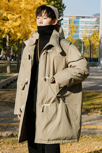 Sicilian men's cotton-padded jacket men's mid-length casual men's thickened hooded cotton jacket