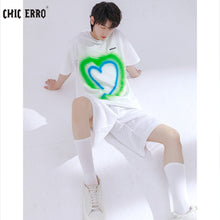 Load image into Gallery viewer, Sicilian men&#39;s wear 2021 new summer waffle love print short-sleeved T-shirt handsome men&#39;s casual suit
