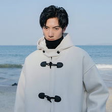 Load image into Gallery viewer, Sicilian men&#39;s winter new mid-length horn buckle woolen coat men&#39;s Korean loose thick hooded jacket
