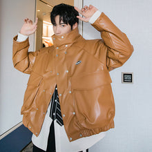 Load image into Gallery viewer, Sicilian men&#39;s winter new thick cotton-padded clothes loose and warm youth cotton-padded clothes Korean style trendy leather jacket 4497511561134
