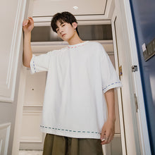Load image into Gallery viewer, Sicilian men&#39;s spring Harajuku style short-sleeved men&#39;s trendy brand trend men&#39;s five-point sleeves with white short-sleeved t-shirts
