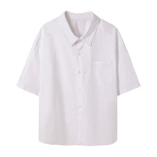 Load image into Gallery viewer, Sicilian men&#39;s short-sleeved white shirt male Korean version of the trend five-point sleeve loose men&#39;s half-sleeved white shirt
