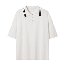 Load image into Gallery viewer, Sicilian men&#39;s summer thin knit college style short-sleeved men&#39;s trend loose white t-shirt men&#39;s polo shirt

