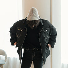 Load image into Gallery viewer, Sicilian men&#39;s loose thickened jacket men&#39;s Korean version of the trend of black casual topstitch stand-up collar cotton men&#39;s winter
