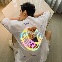 Load image into Gallery viewer, Sicilian men&#39;s clothing Hong Kong style short-sleeved men&#39;s tide brand trend loose half-sleeved men&#39;s white design reflective t-shirt
