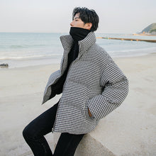Load image into Gallery viewer, Sicilian Men&#39;s Houndstooth Stand Collar Cotton Jacket Men&#39;s Trendy Loose Bread Jacket Thicken Short Jacket
